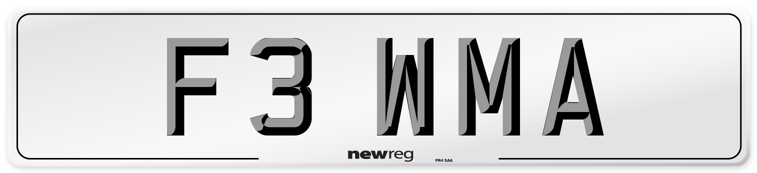 F3 WMA Number Plate from New Reg